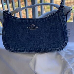 NWT - Coach Blue Denim Shoulder Bag with silver hardware.